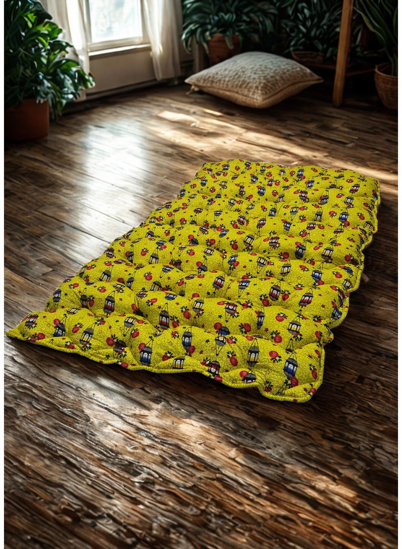 سمارت هوم مطرحة أرضية رمضانية مفرد 190×90×6 سم بحشوة قطن طبيعي وقماش بوليستر ناعم – فرش أرضي مبطن قابل للطي مع حقيبة تخزين – مناسب لجلسات رمضان والنوم الأرضي والضيوف والرحلات – هدية رمضانية مريحة - Image 1